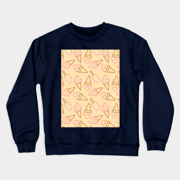 Cute summer food with outline ice cream contours Crewneck Sweatshirt by Cute-Design